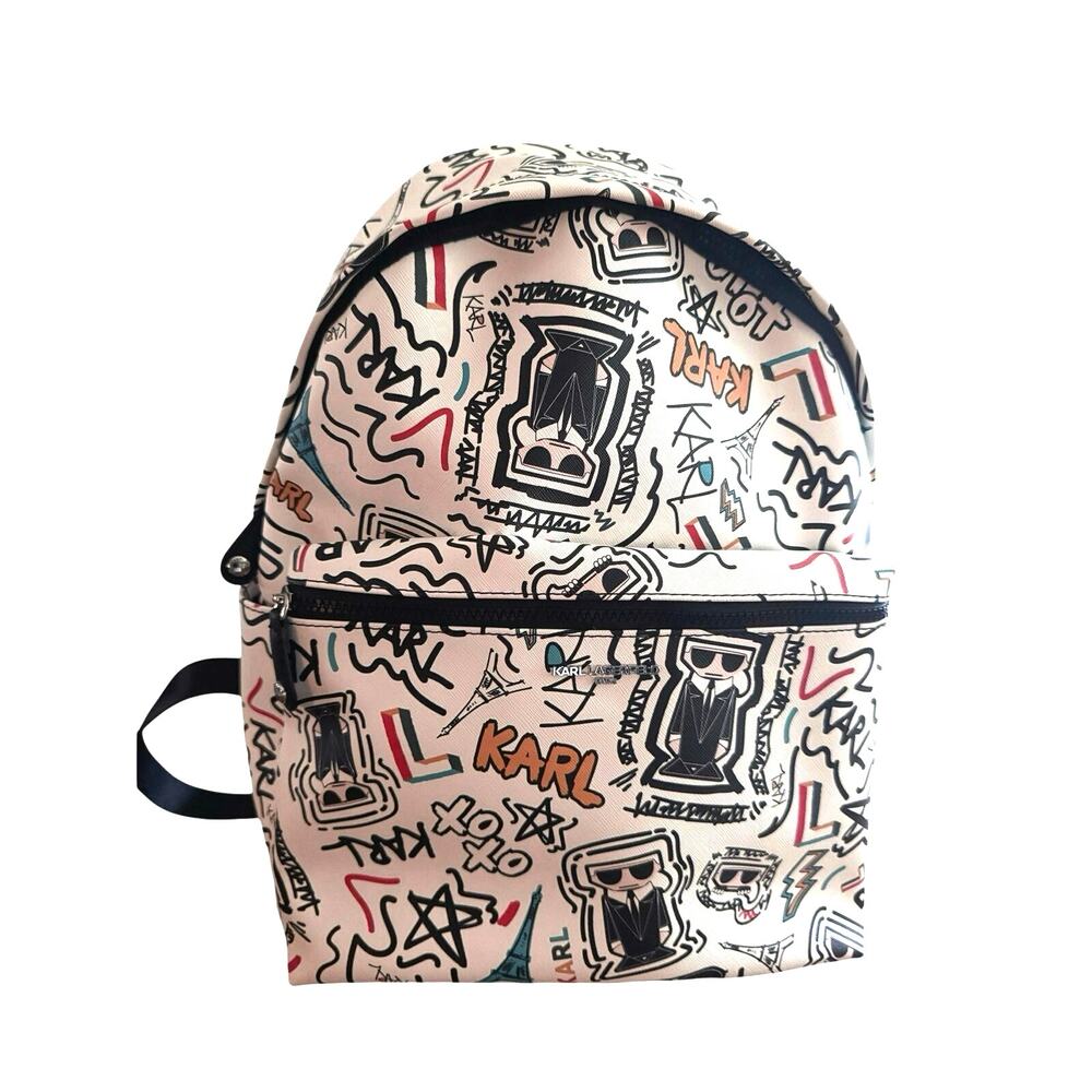 Karl Lagerfeld Backpack Paris Amour All Over Print White Laptop Sleeve LH3K45BD